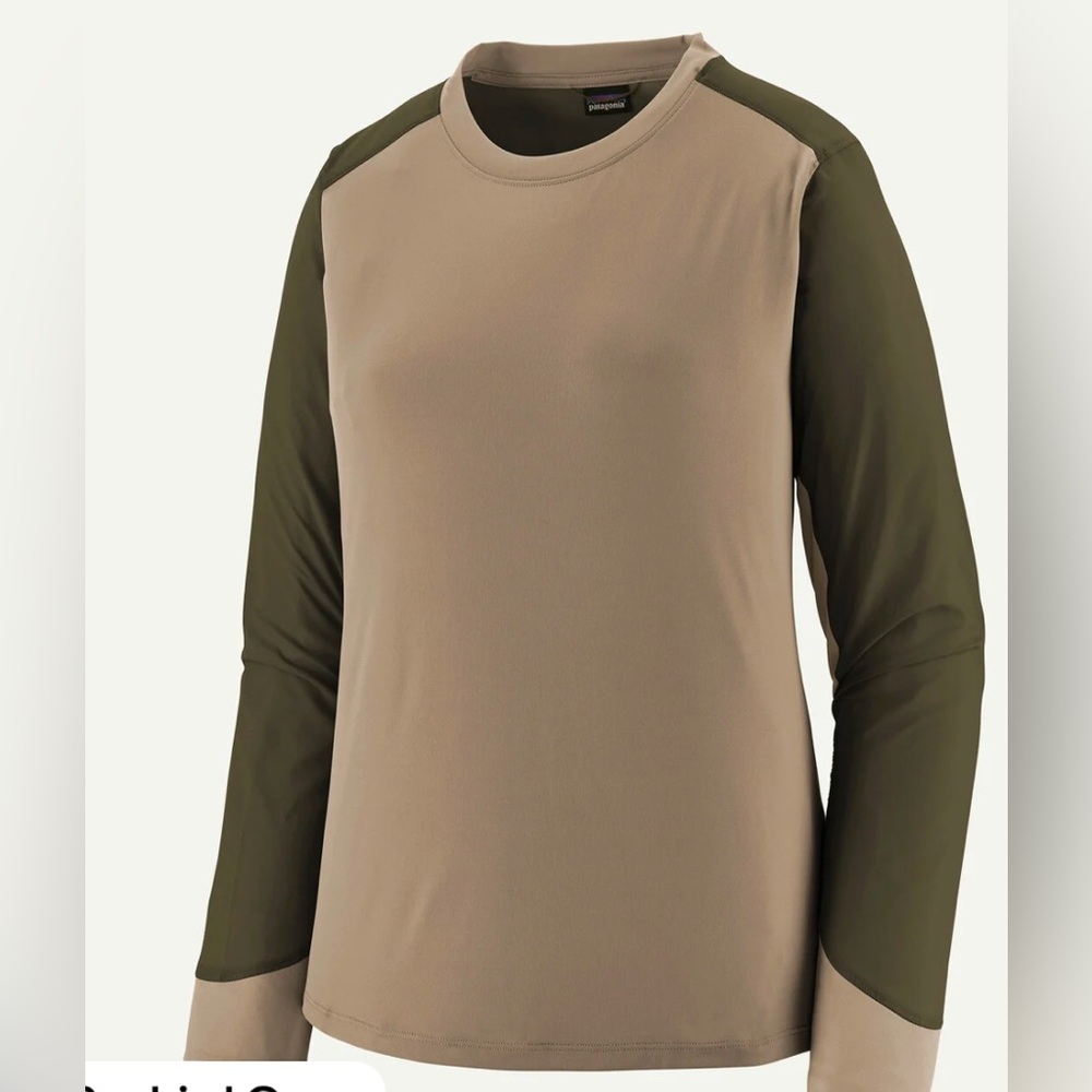 Patagonia Long Sleeve Crewneck Top in Khaki and Olive